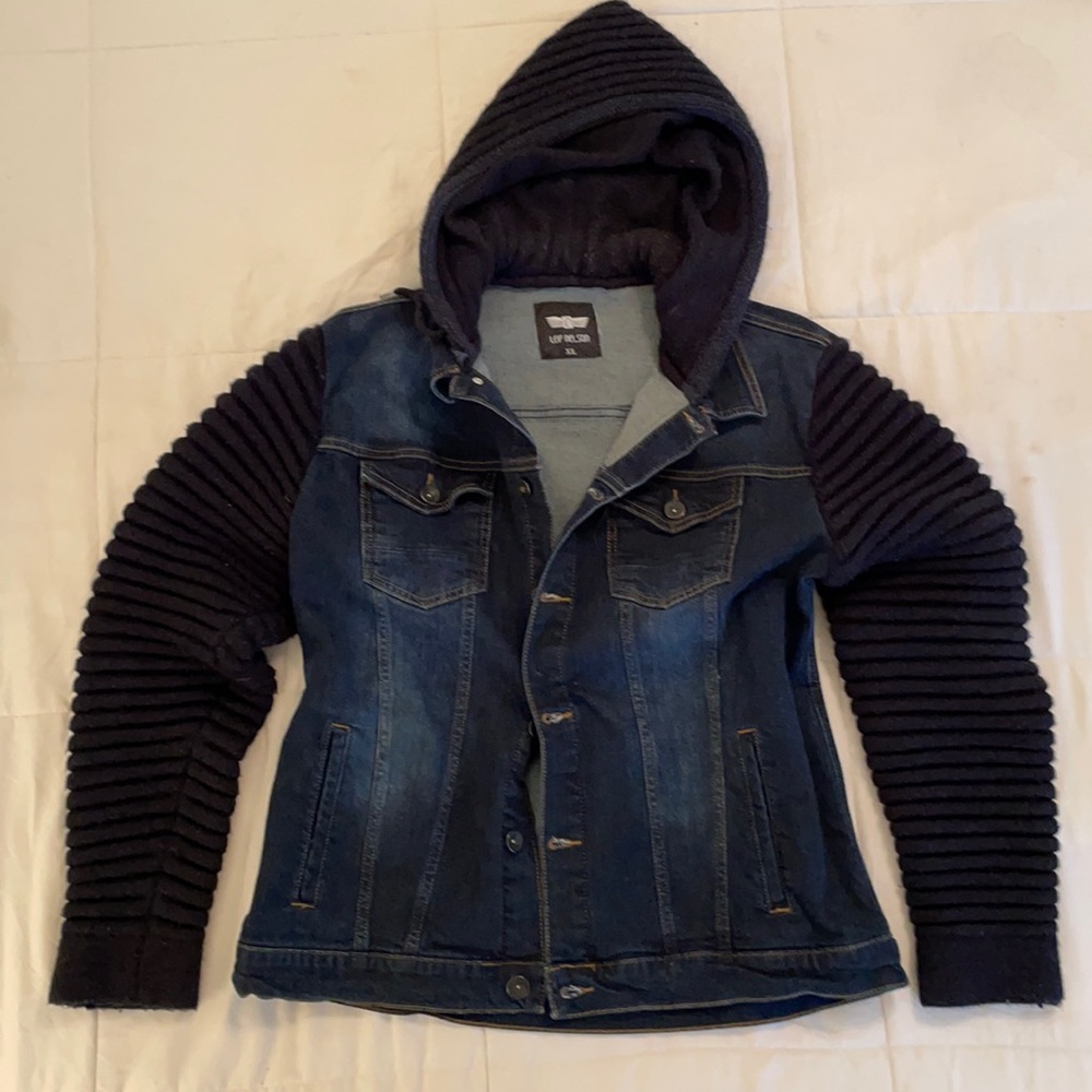 Men’s Denim Hoodie Jacket - Size XL